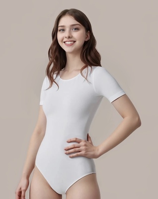Г 8.03 Купальник гимнастический для девочек (Белый) Г 8.03 Купальник гимнастический для девочек (фото, Белый)