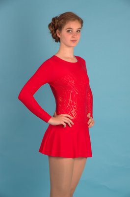 Г 2.11 Купальник гимнастический для девочек с юбкой (фото, Красный)